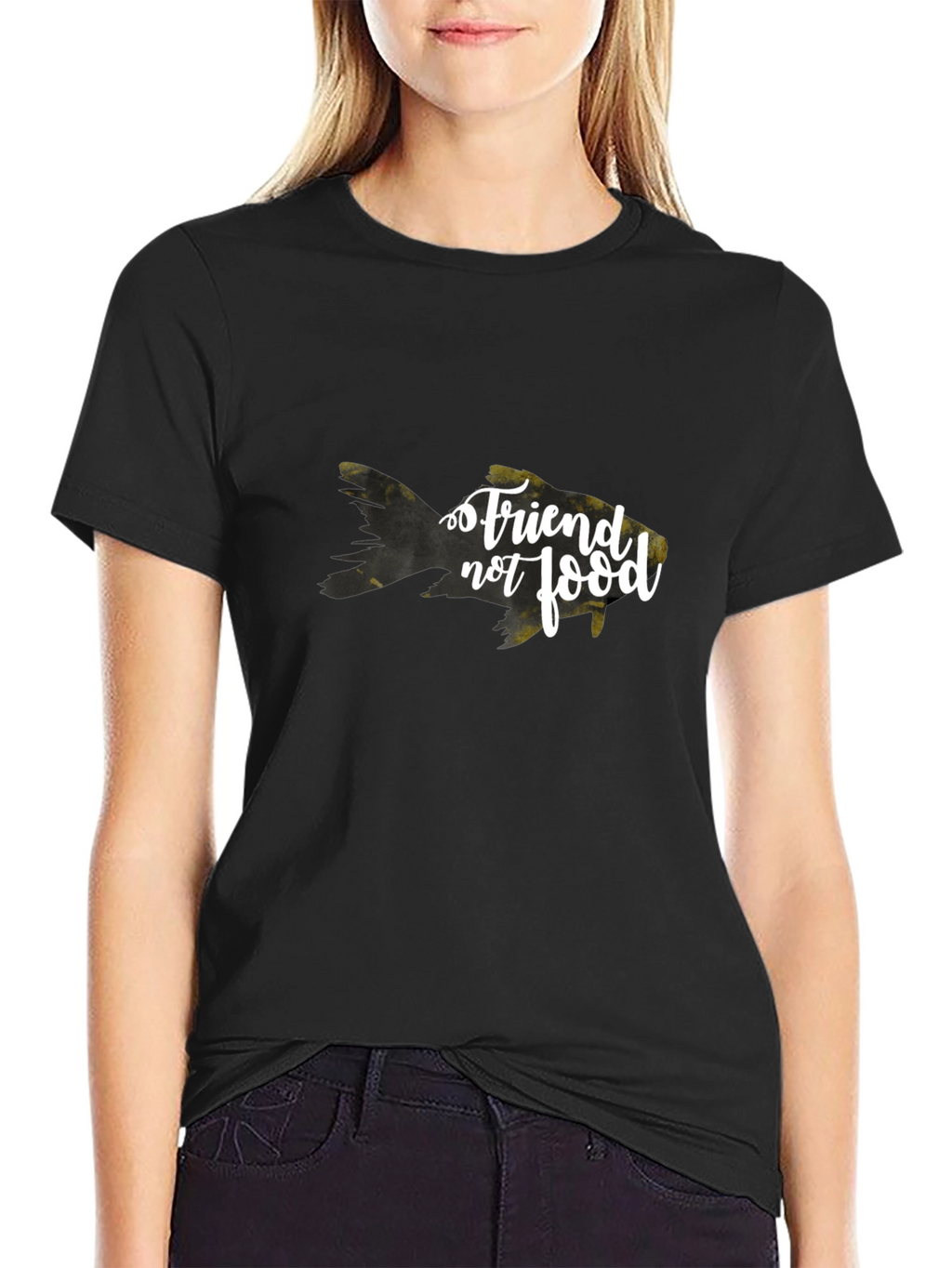 Friend Not Food Goldfish Black T-Shirt