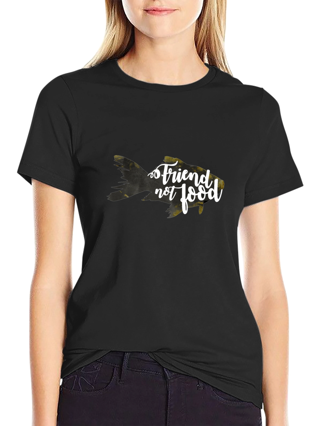 Friend Not Food Goldfish Black T-Shirt