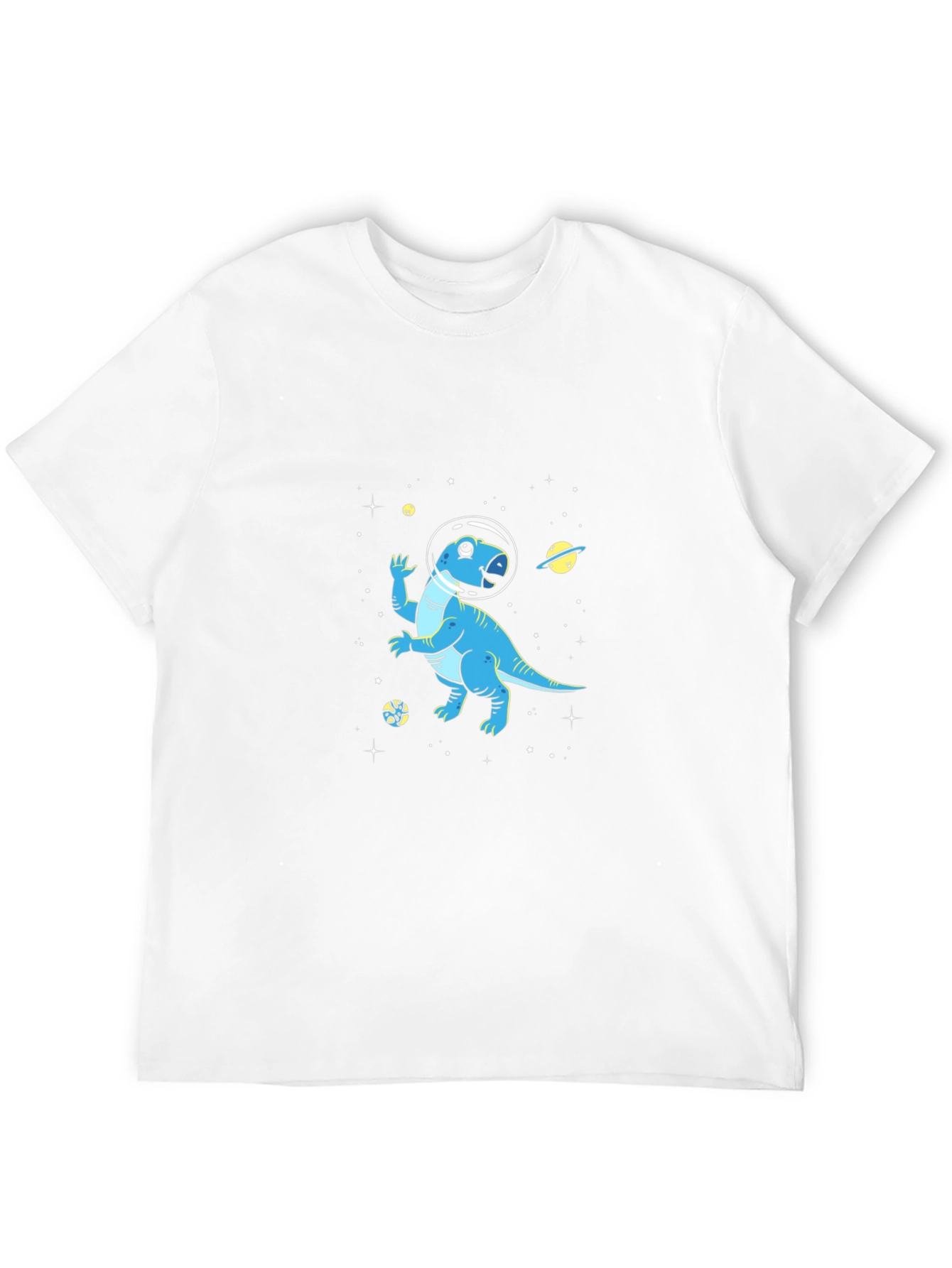 Dino Space T-Shirt - Black Cotton Astronaut Dinosaur Tee