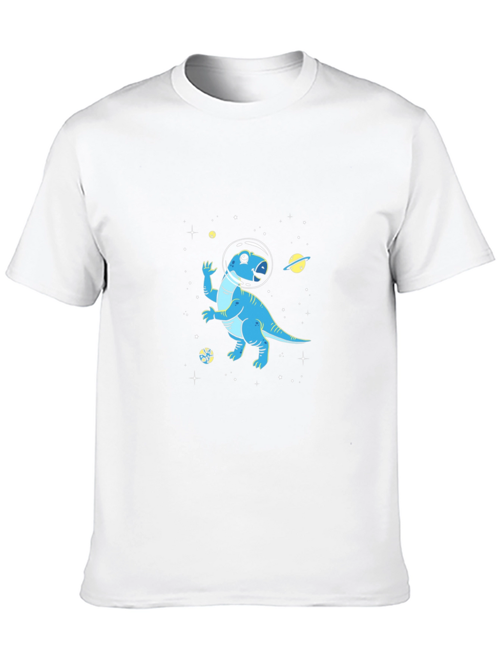 Dino Space T-Shirt - Black Cotton Astronaut Dinosaur Tee
