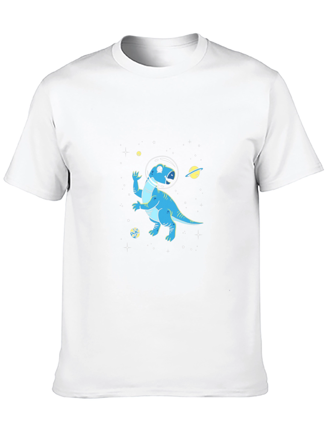 Dino Space T-Shirt - Black Cotton Astronaut Dinosaur Tee