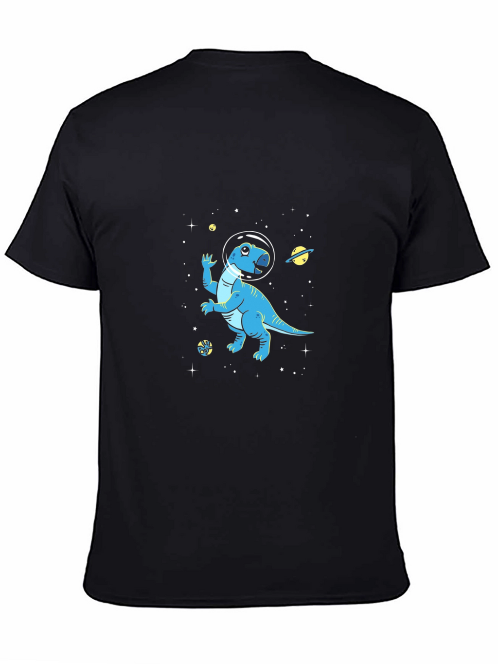 Dino Space T-Shirt - Black Cotton Astronaut Dinosaur Tee