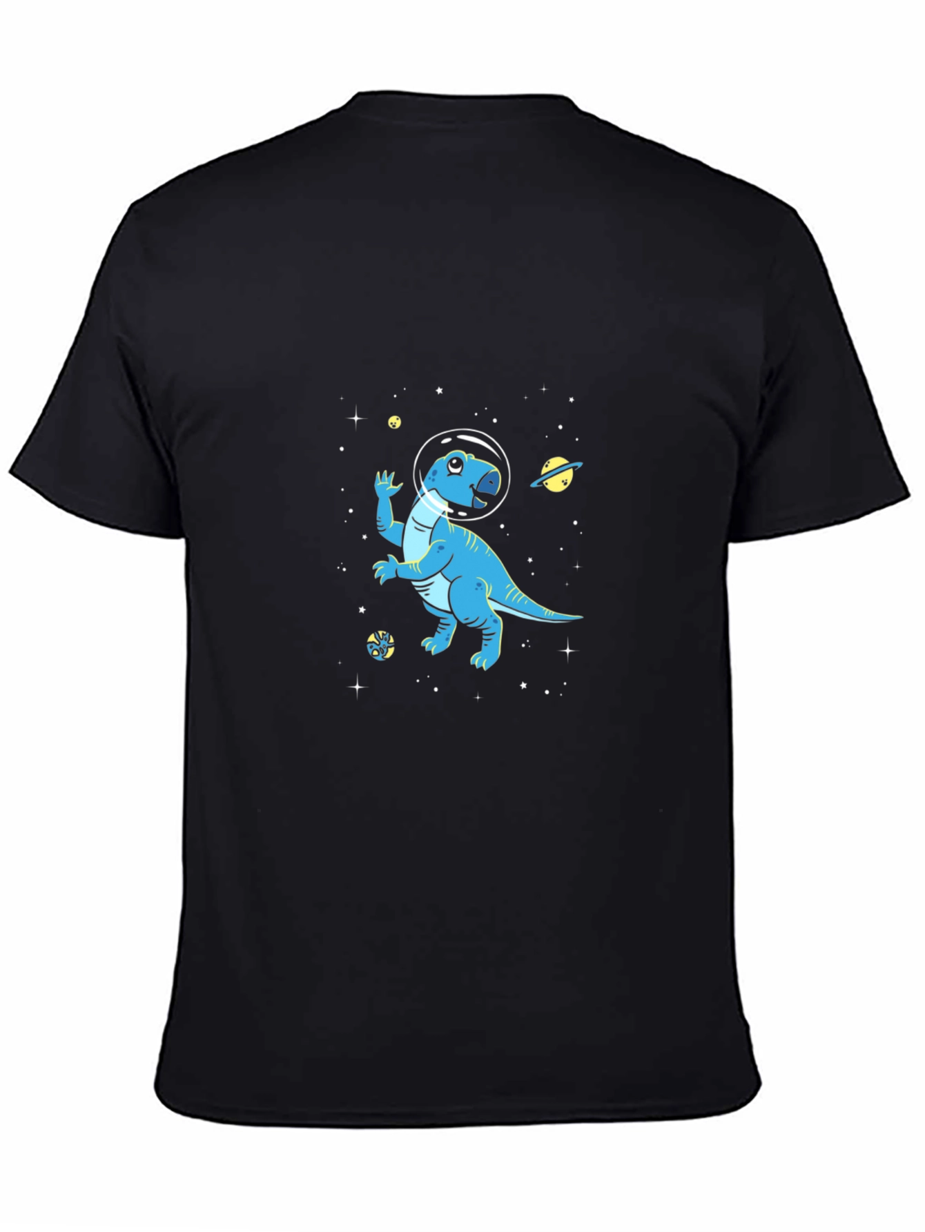 Dino Space T-Shirt - Black Cotton Astronaut Dinosaur Tee
