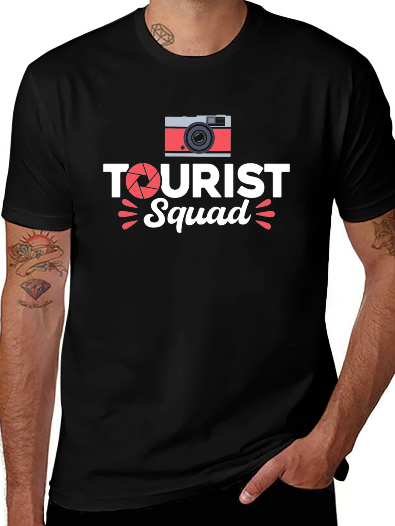 Tourist Squad Black T-Shirt - Vacation Ready!