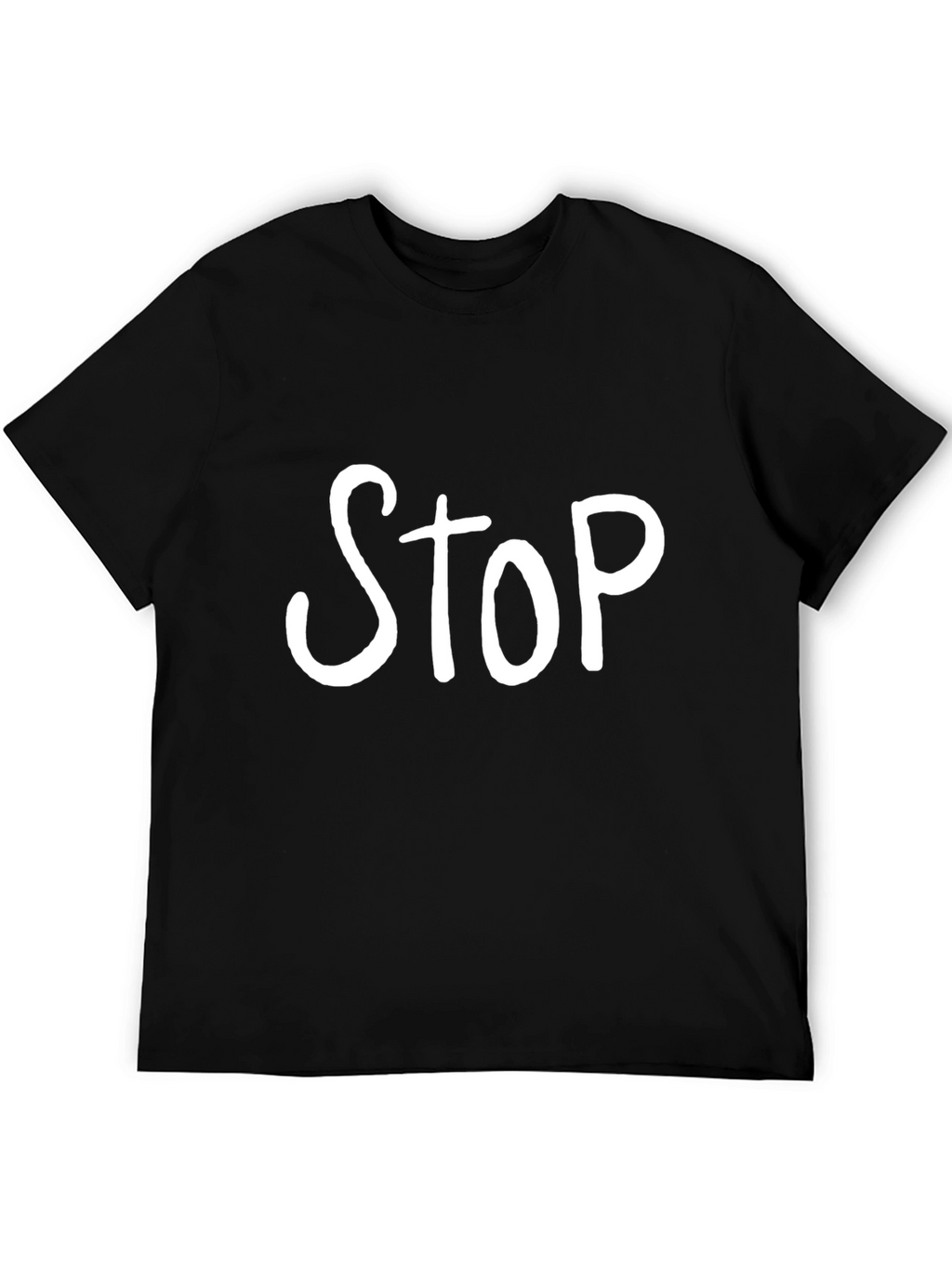 STOP Graphic Tee - Trendy Black T-Shirt