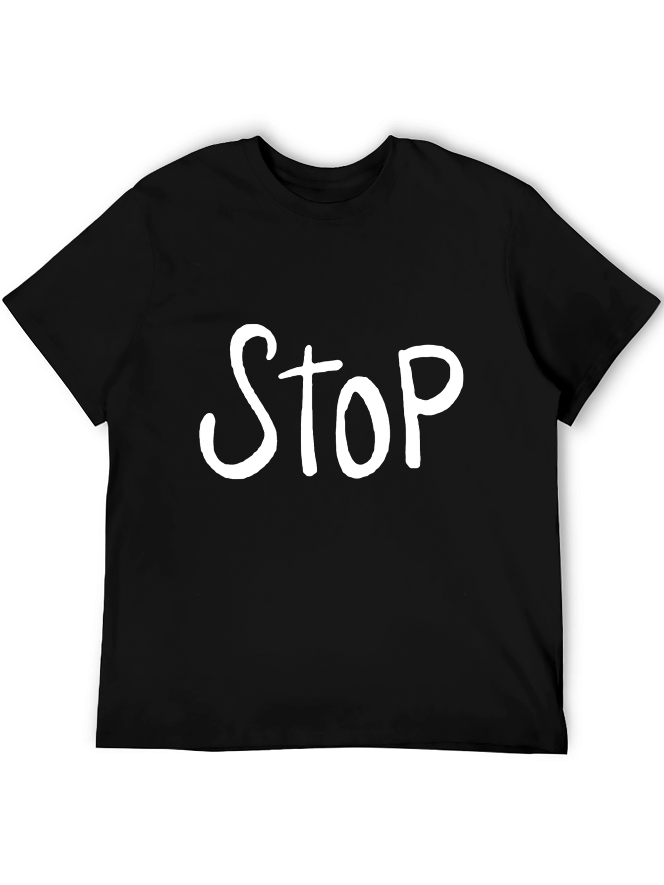 STOP Graphic Tee - Trendy Black T-Shirt