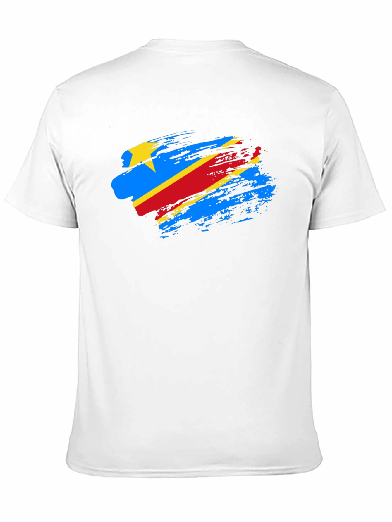 DR Congo Flag Brush Stroke Black T-Shirt