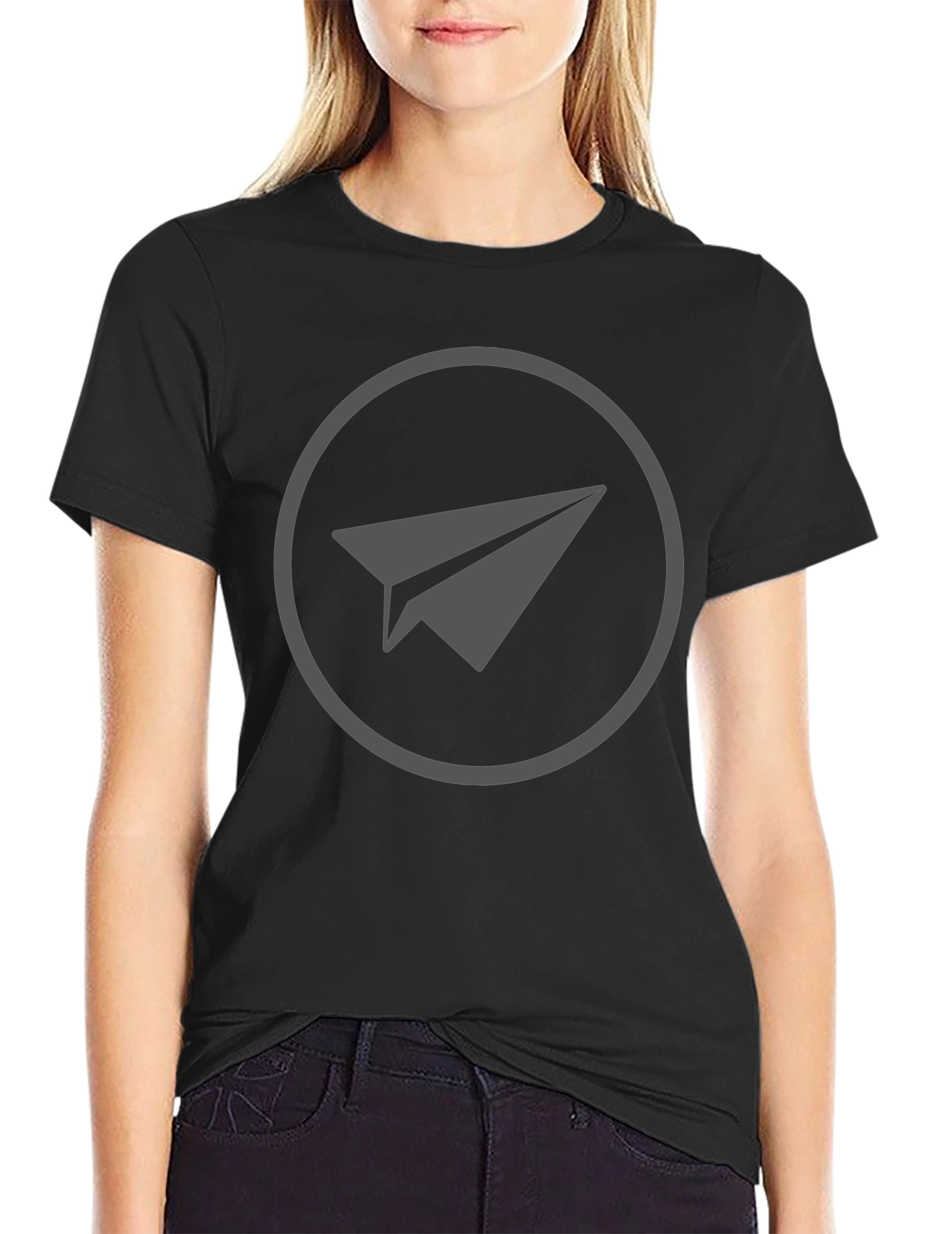 Paper Airplane Graphic Tee - Black