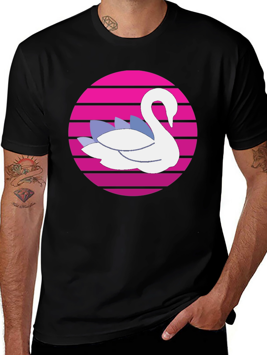 Retro Swan Graphic Tee - Black