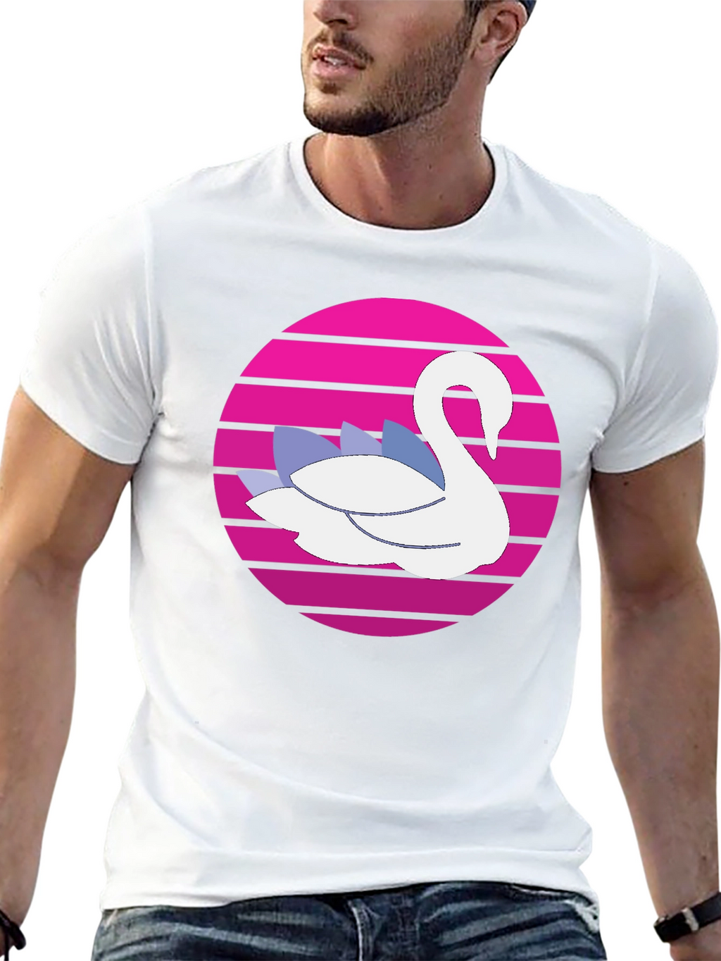 Retro Swan Graphic Tee - Black