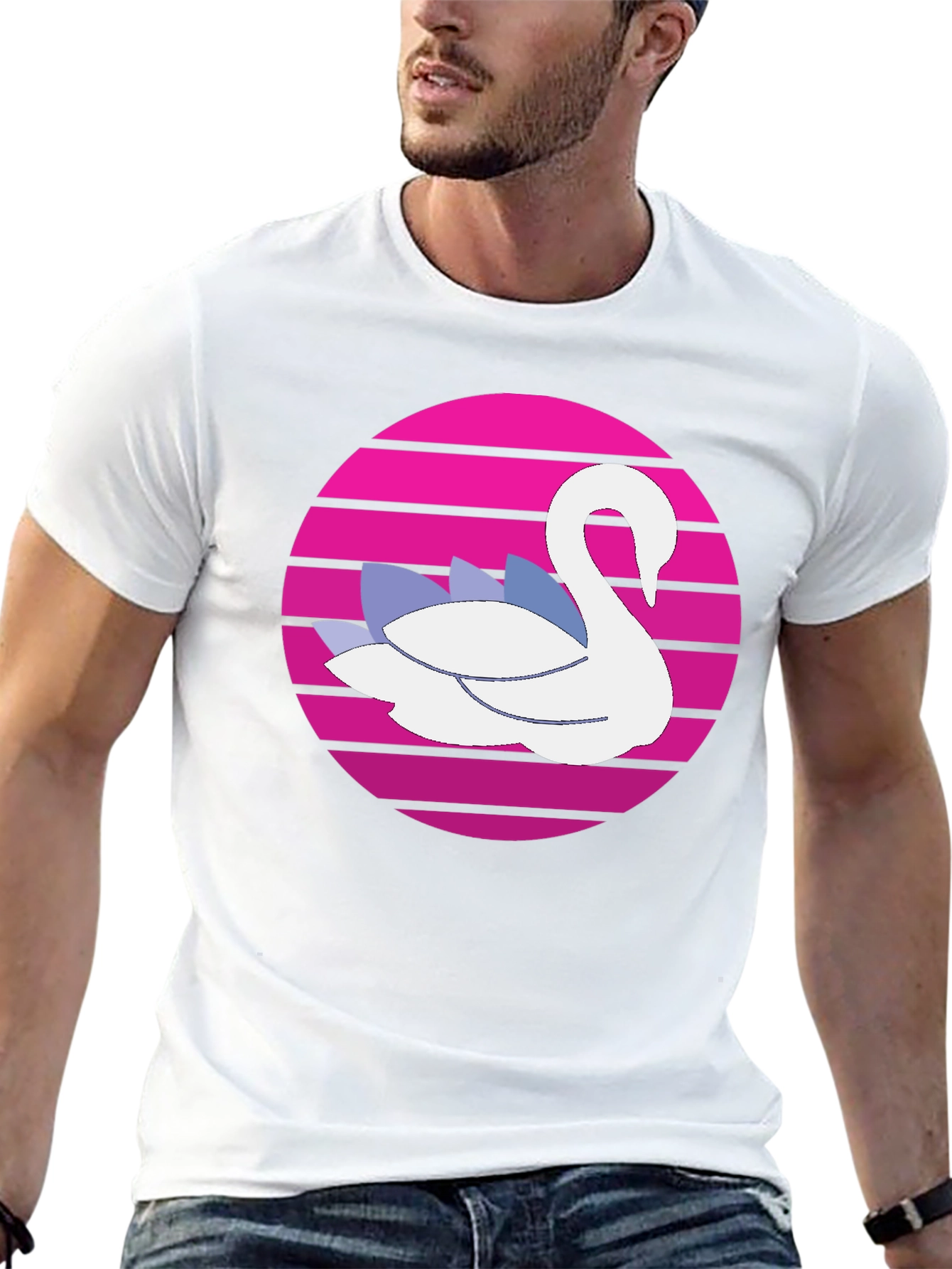 Retro Swan Graphic Tee - Black