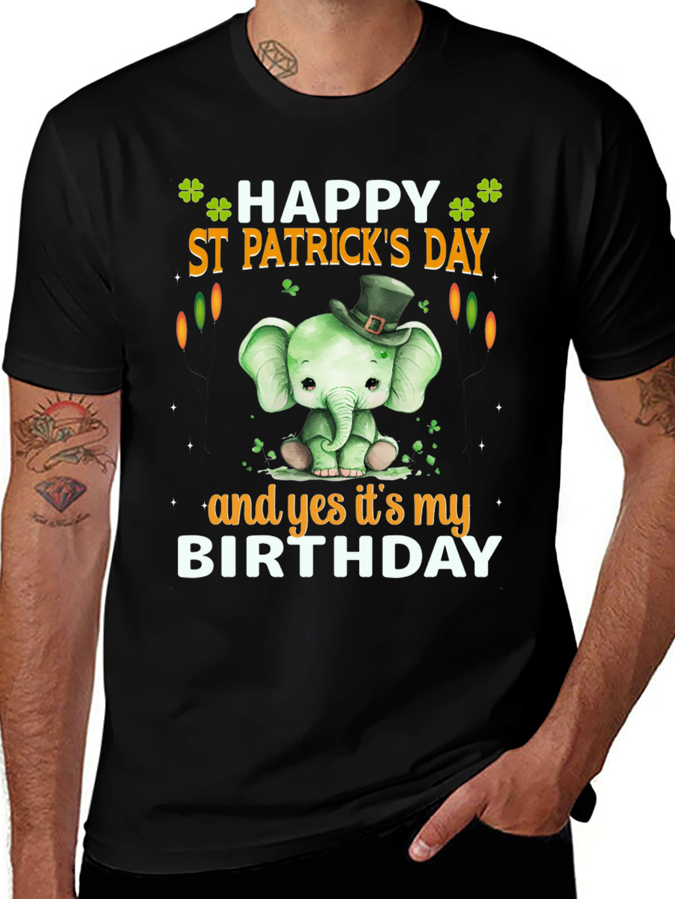 St. Patricks Day Birthday T-Shirt Cute Elephant Design