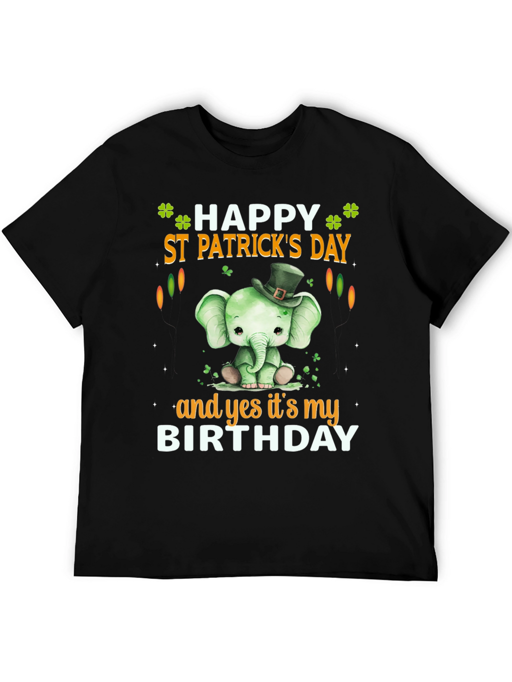 St. Patricks Day Birthday T-Shirt Cute Elephant Design