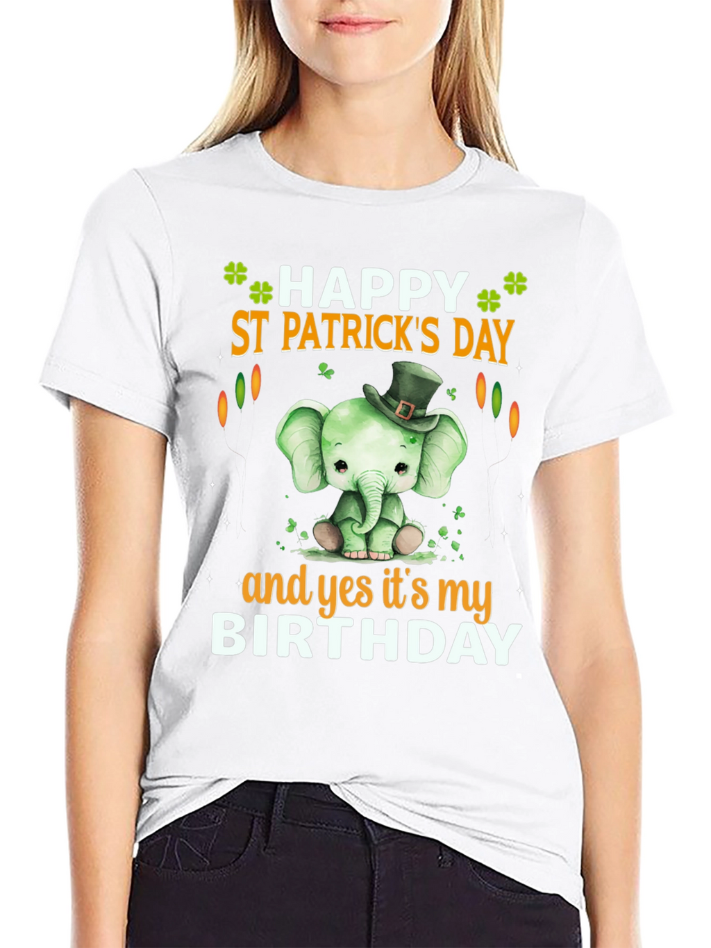 St. Patricks Day Birthday T-Shirt Cute Elephant Design