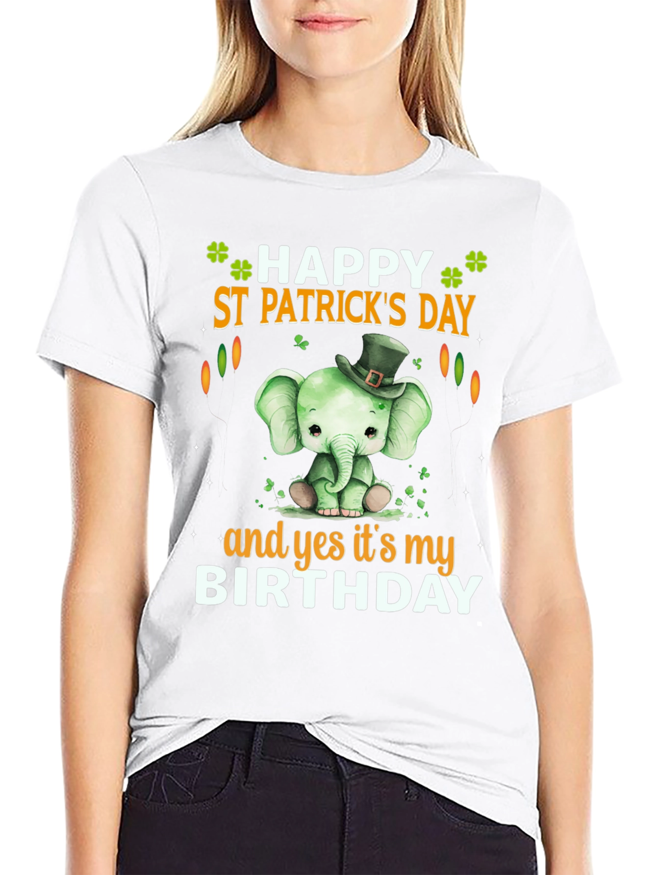 St. Patricks Day Birthday T-Shirt Cute Elephant Design