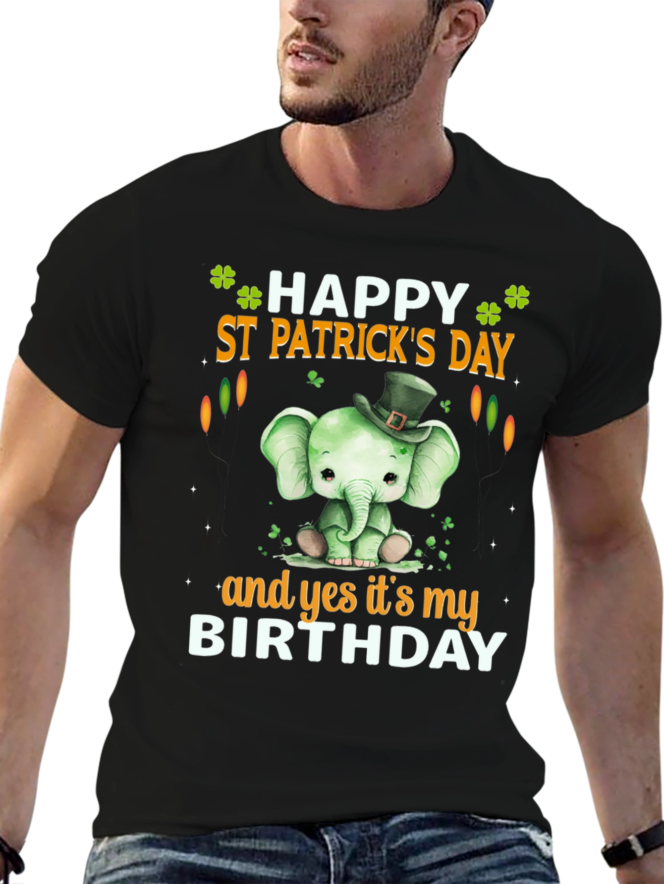 St. Patricks Day Birthday T-Shirt Cute Elephant Design