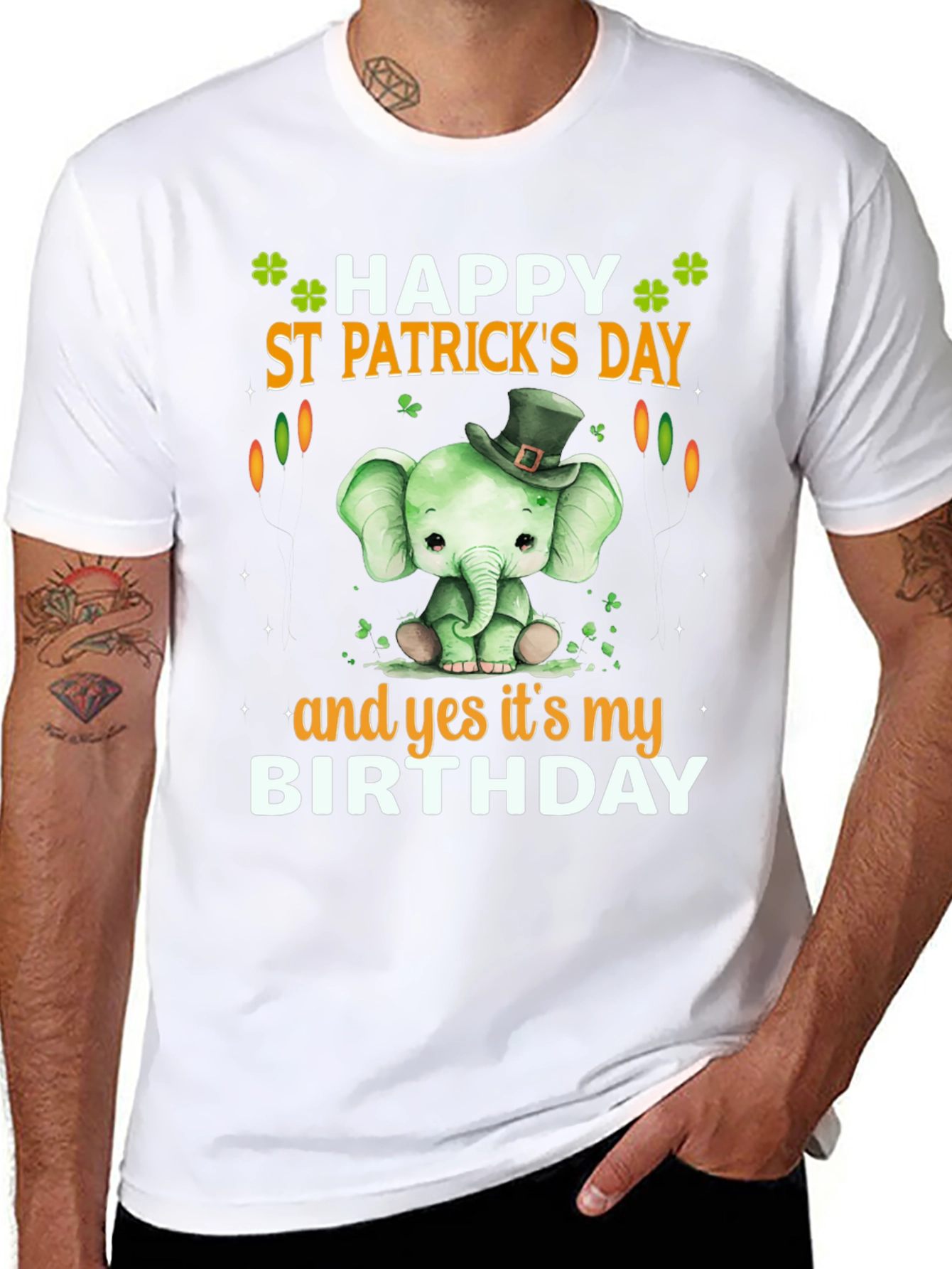 St. Patricks Day Birthday T-Shirt Cute Elephant Design