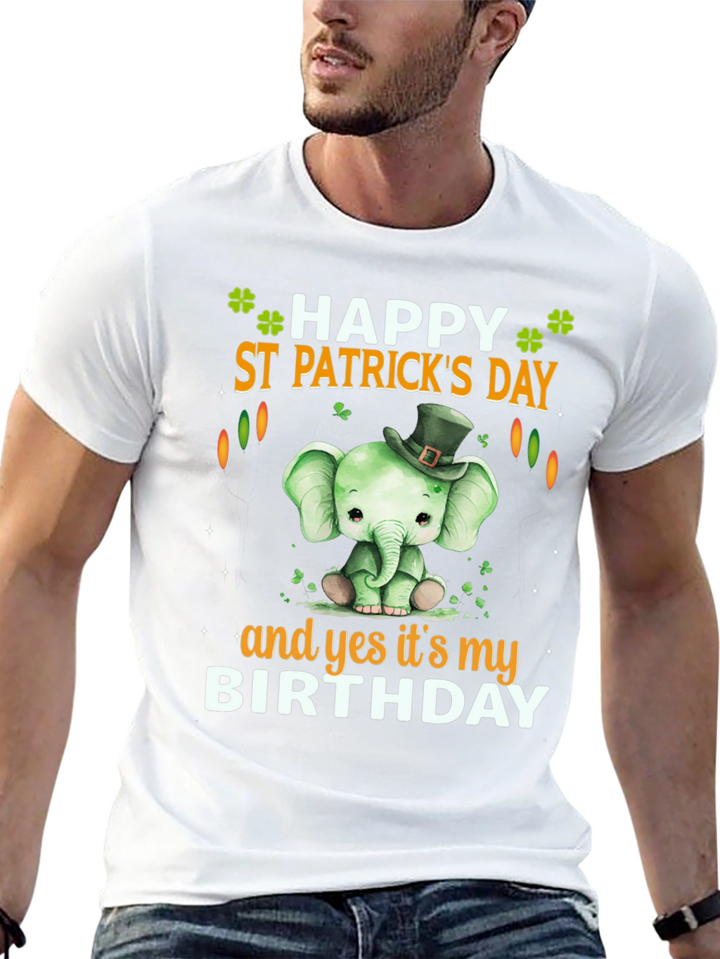 St. Patricks Day Birthday T-Shirt Cute Elephant Design