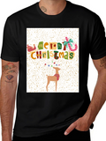 Festive Merry Christmas Reindeer Graphic Tee