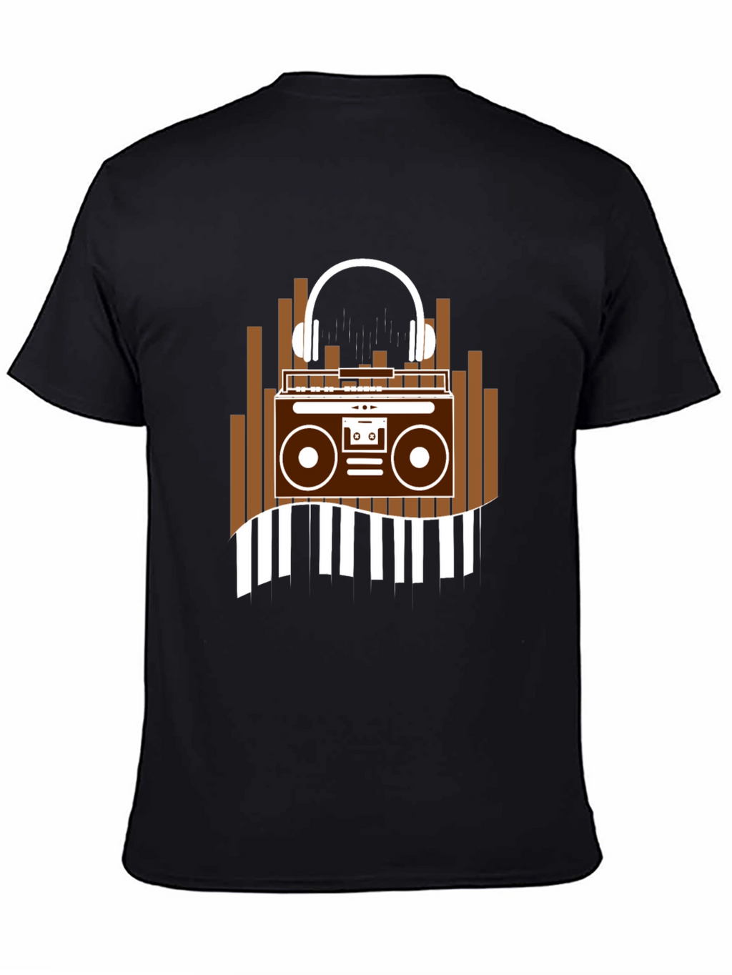 Retro Music T-Shirt - Boombox & Headphones Graphic Tee