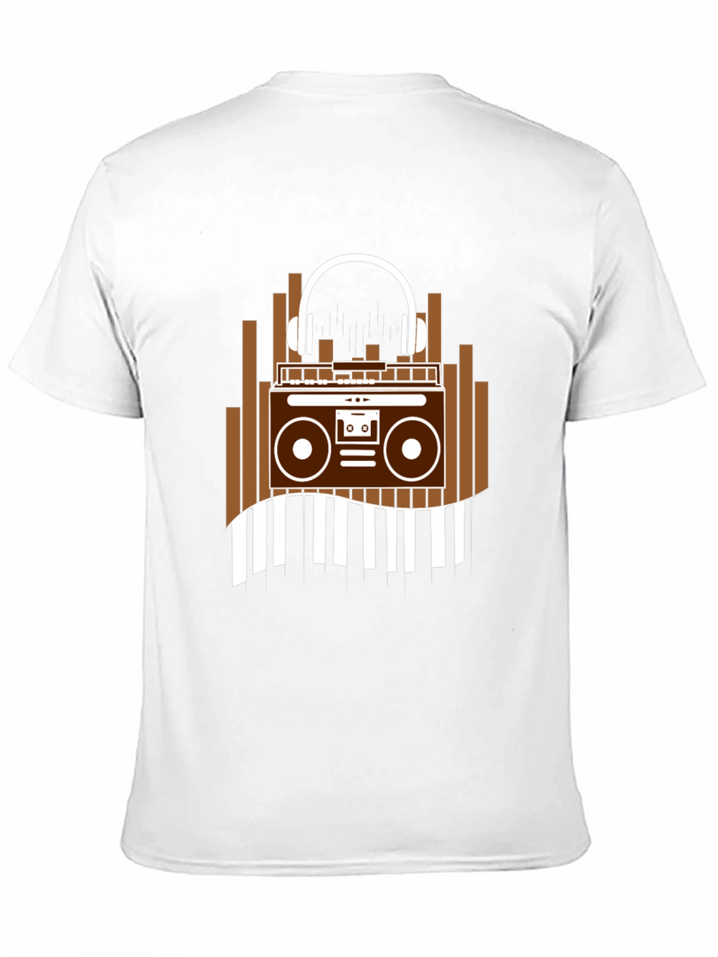 Retro Music T-Shirt - Boombox & Headphones Graphic Tee