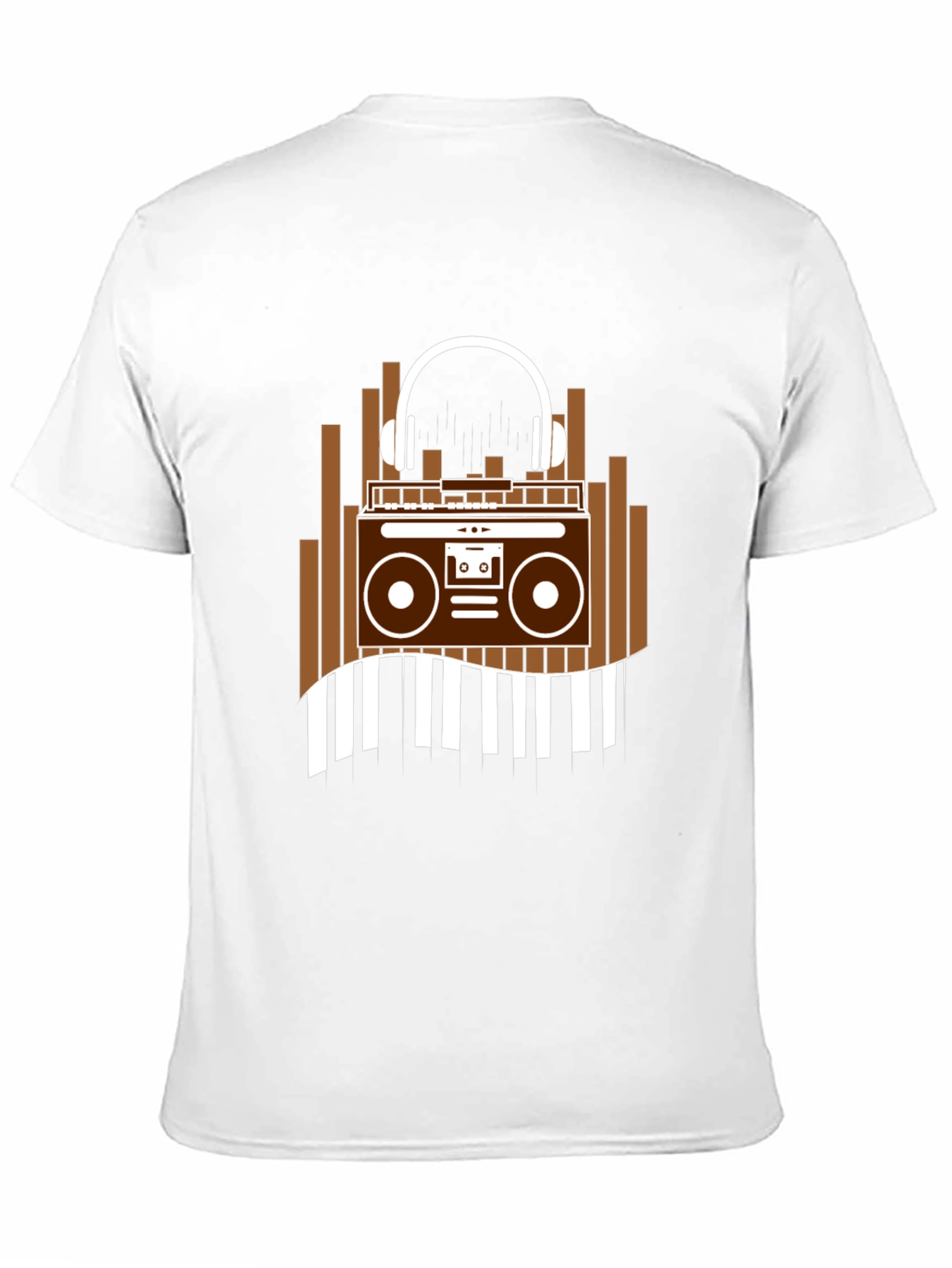 Retro Music T-Shirt - Boombox & Headphones Graphic Tee