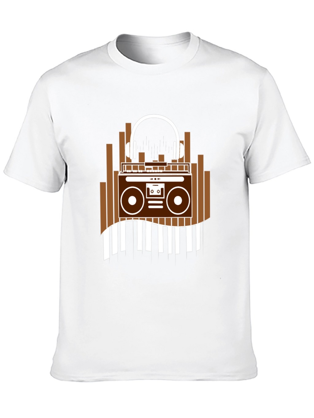 Retro Music T-Shirt - Boombox & Headphones Graphic Tee