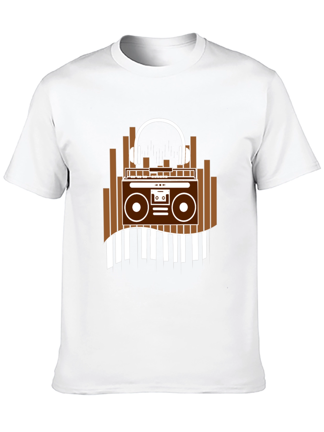 Retro Music T-Shirt - Boombox & Headphones Graphic Tee