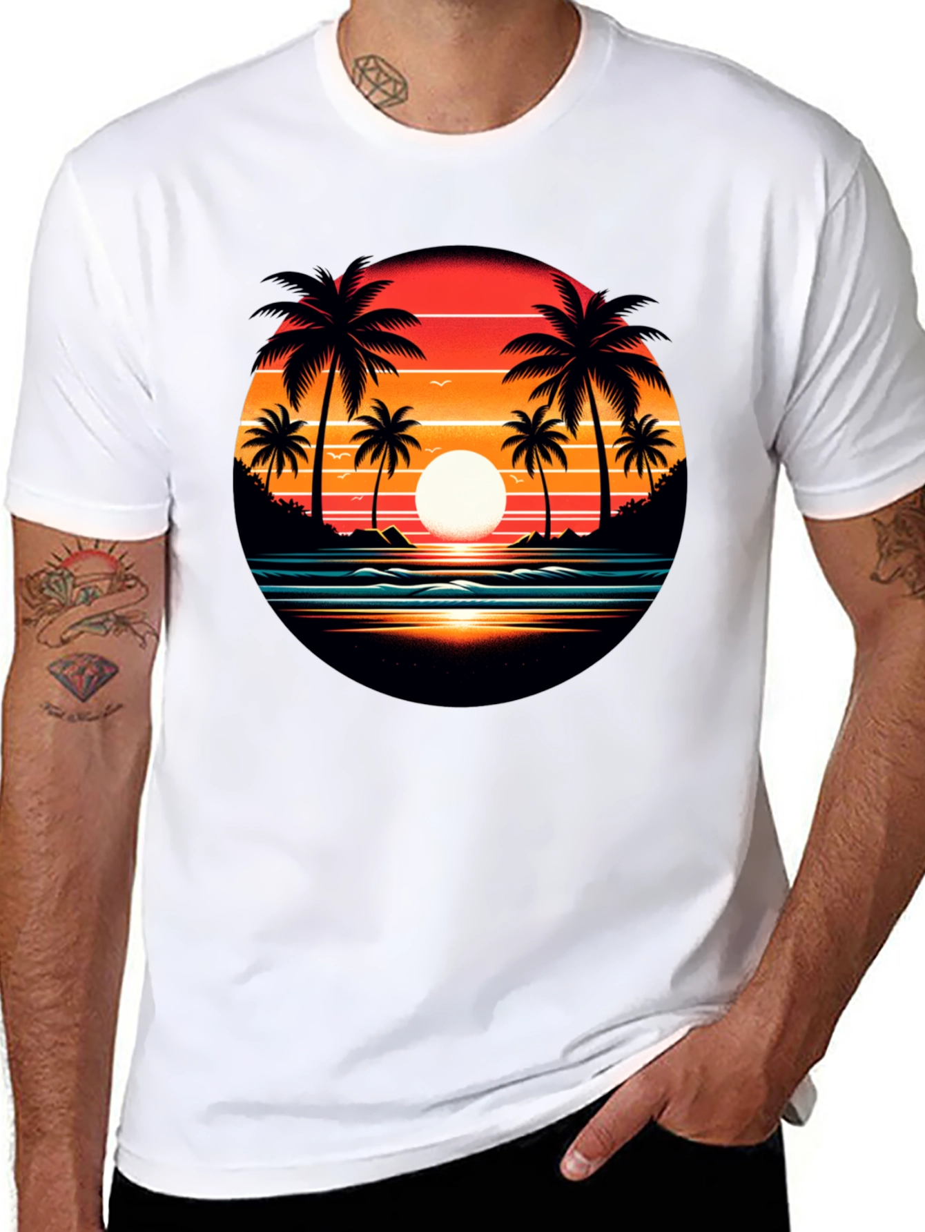 Sunset Palm Tree Graphic Tee