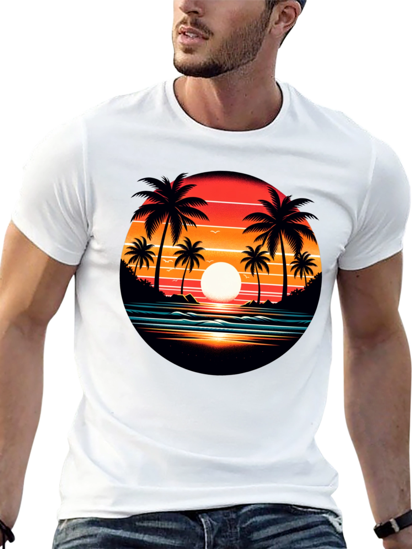 Sunset Palm Tree Graphic Tee