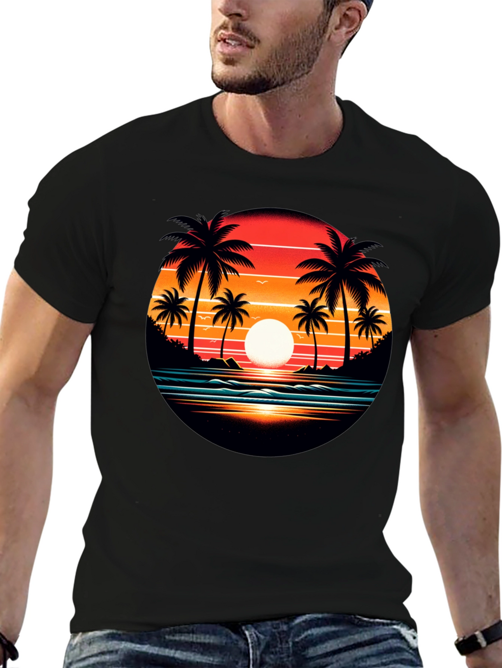 Sunset Palm Tree Graphic Tee