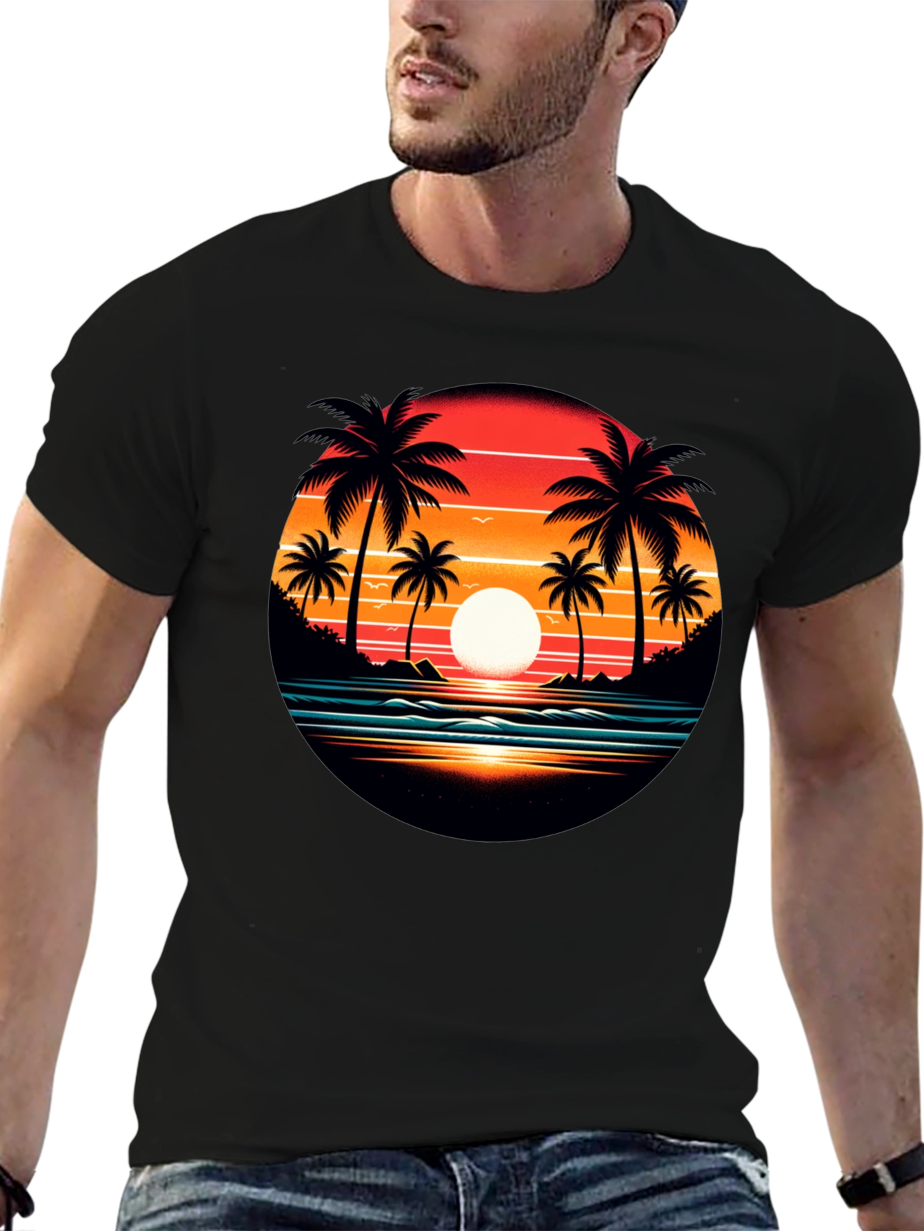 Sunset Palm Tree Graphic Tee