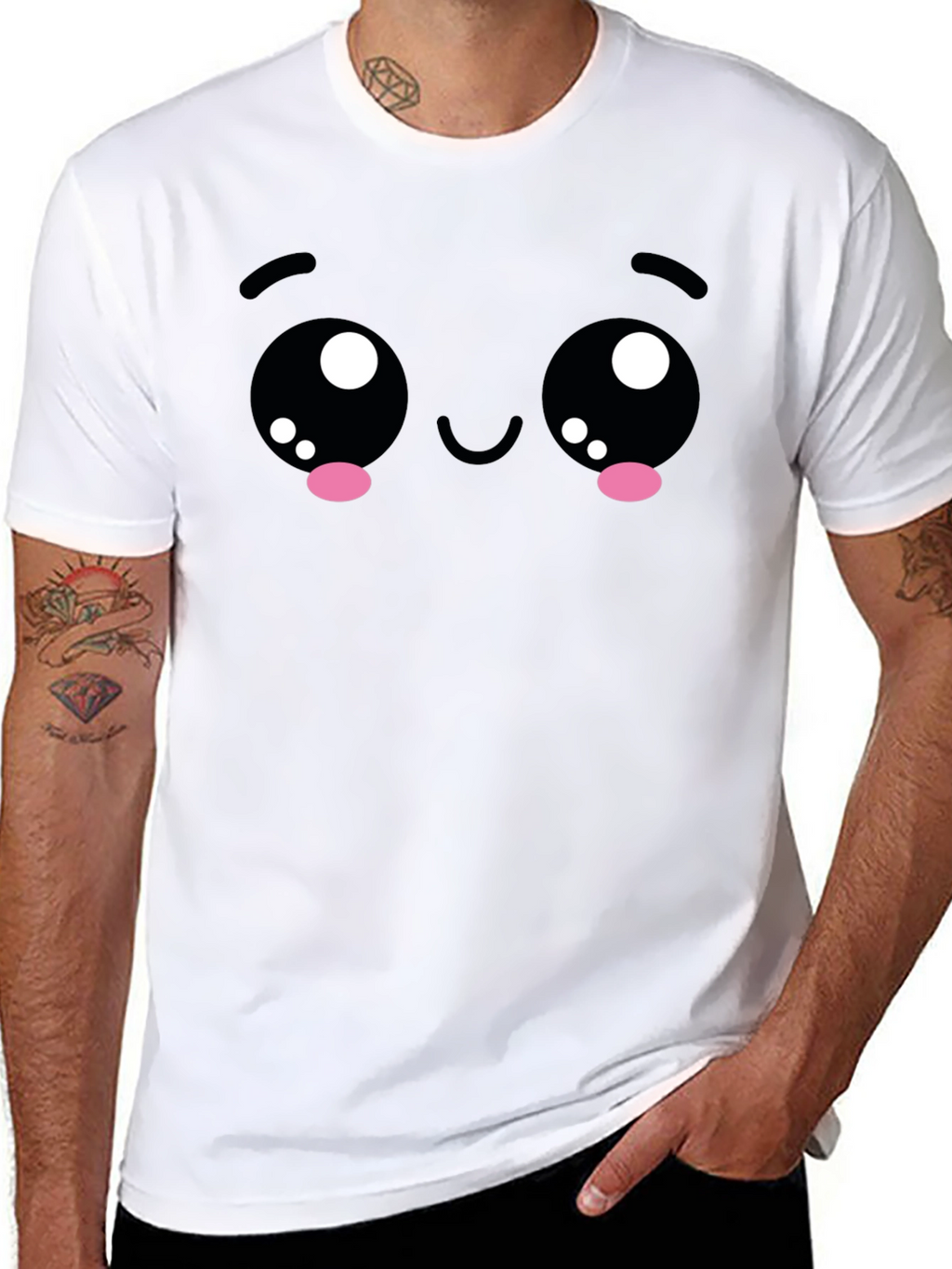 Kawaii Face Black T-Shirt - Cute Anime Style