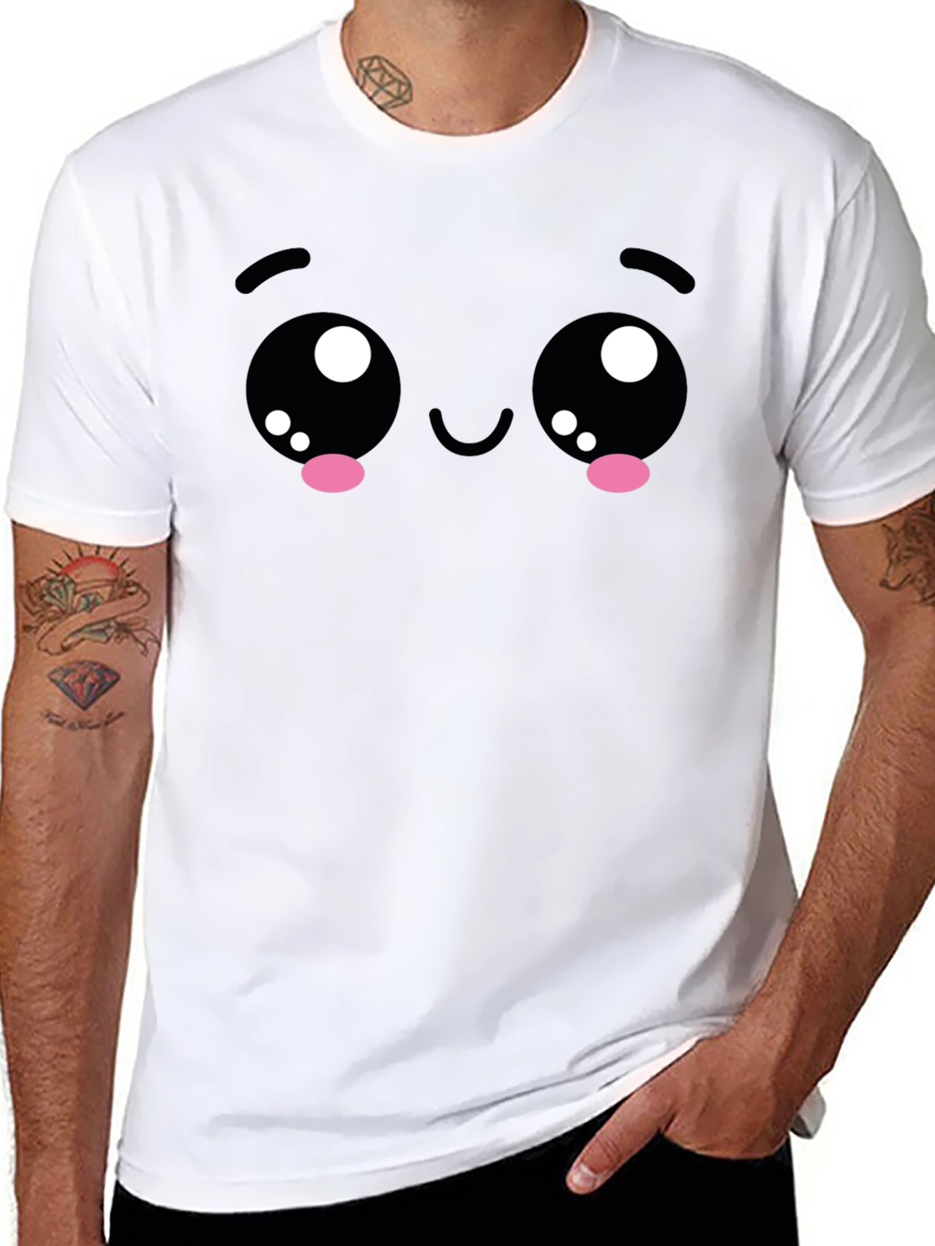 Kawaii Face Black T-Shirt - Cute Anime Style
