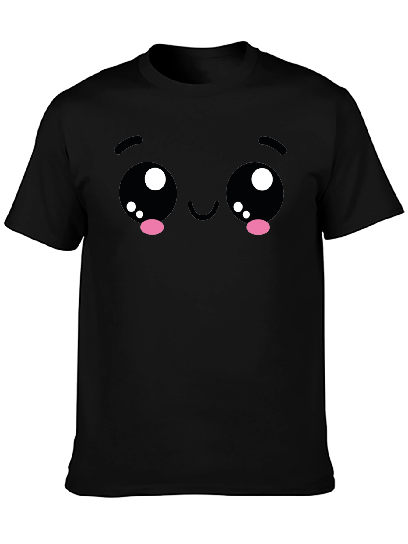 Kawaii Face Black T-Shirt - Cute Anime Style