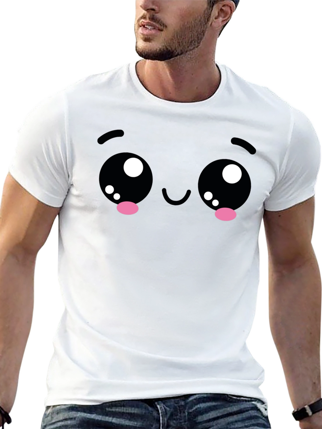 Kawaii Face Black T-Shirt - Cute Anime Style
