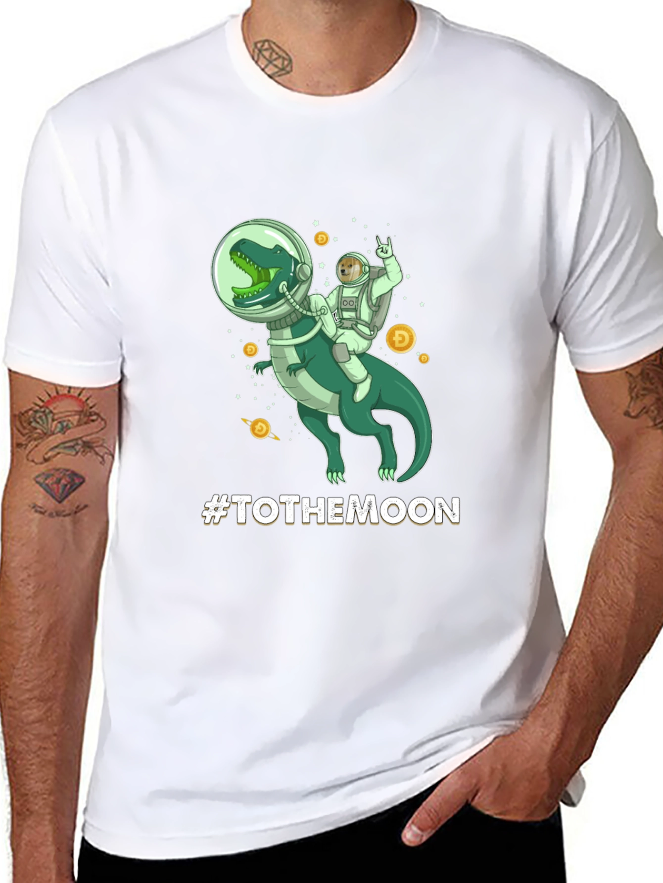 To The Moon Dinosaur Astronaut Graphic Tee
