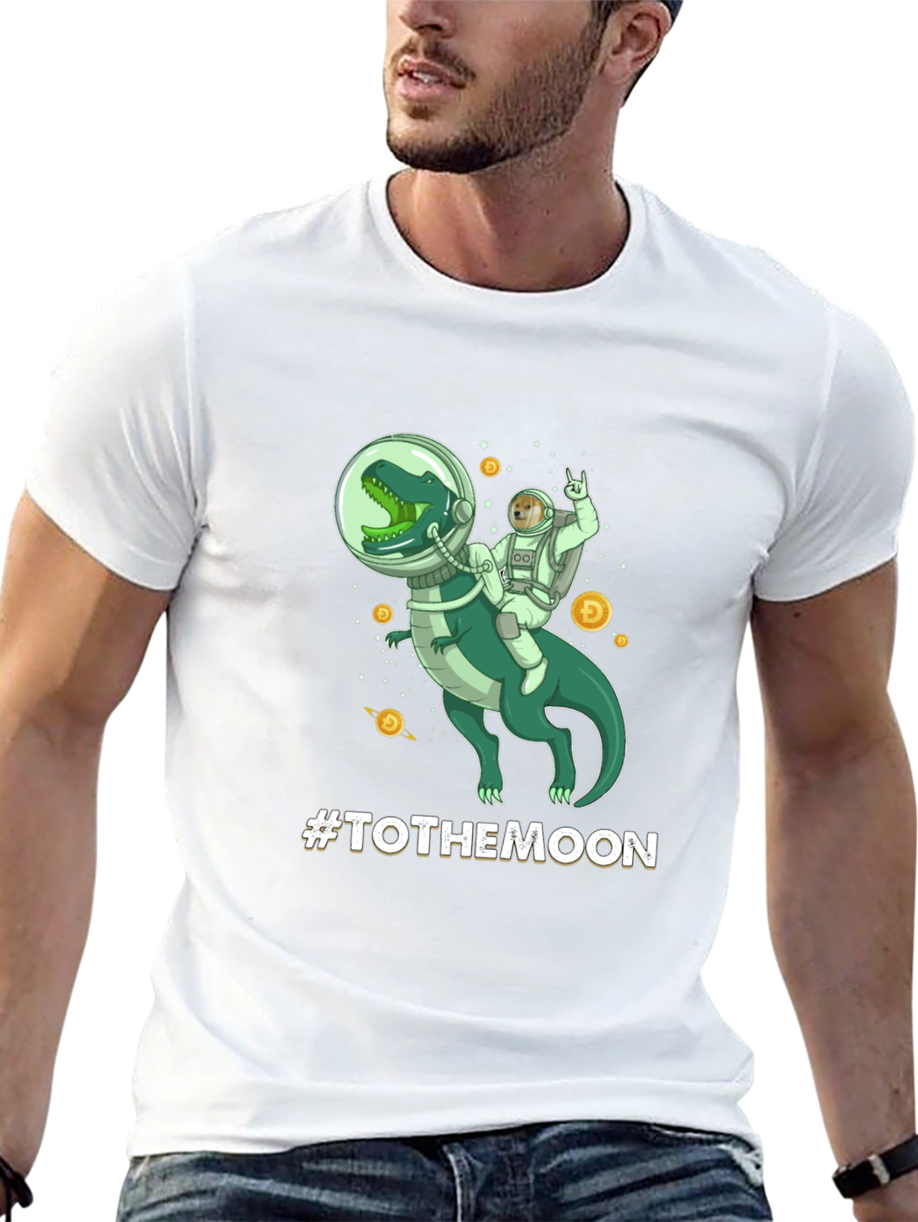 To The Moon Dinosaur Astronaut Graphic Tee