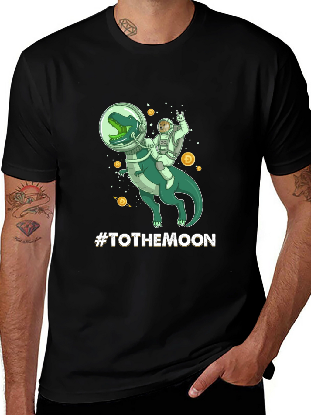 To The Moon Dinosaur Astronaut Graphic Tee
