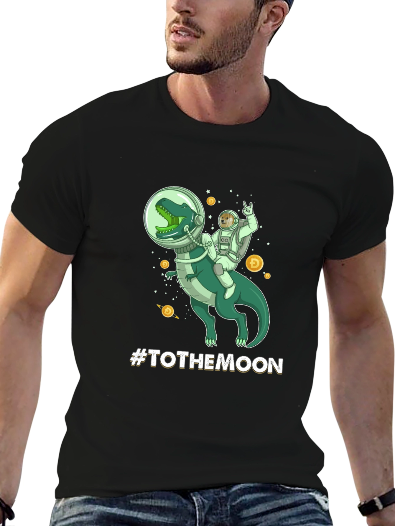 To The Moon Dinosaur Astronaut Graphic Tee