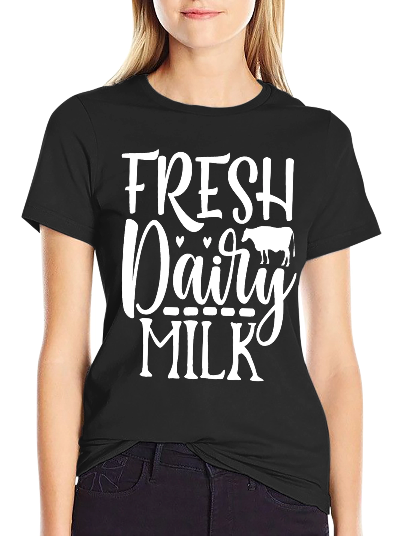 Fresh Dairy Milk Graphic Tee - Black Cotton T-Shirt