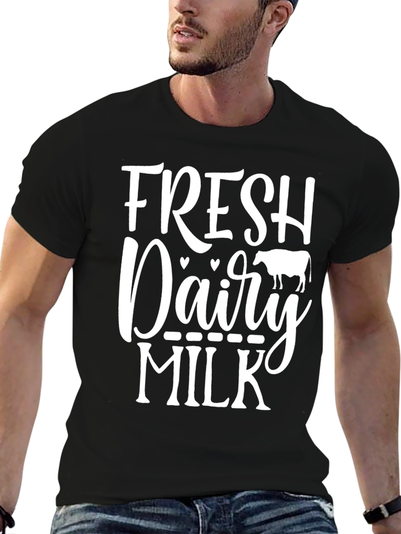 Fresh Dairy Milk Graphic Tee - Black Cotton T-Shirt