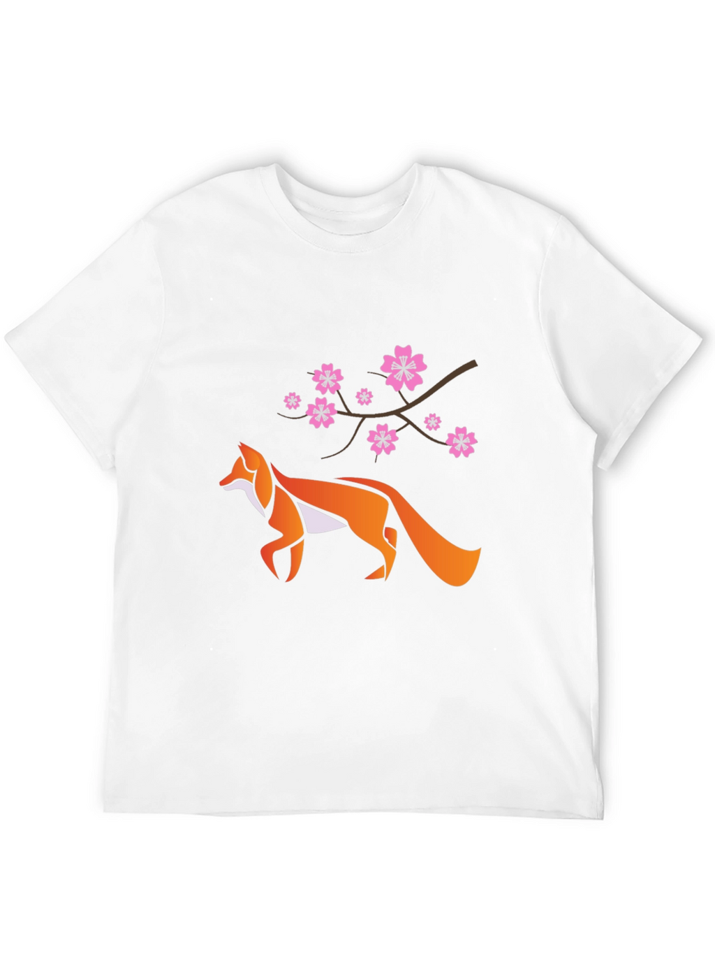 Fox & Cherry Blossom Graphic Black T-Shirt