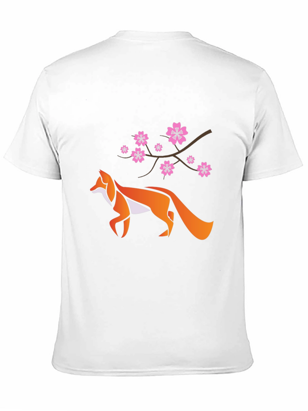 Fox & Cherry Blossom Graphic Black T-Shirt