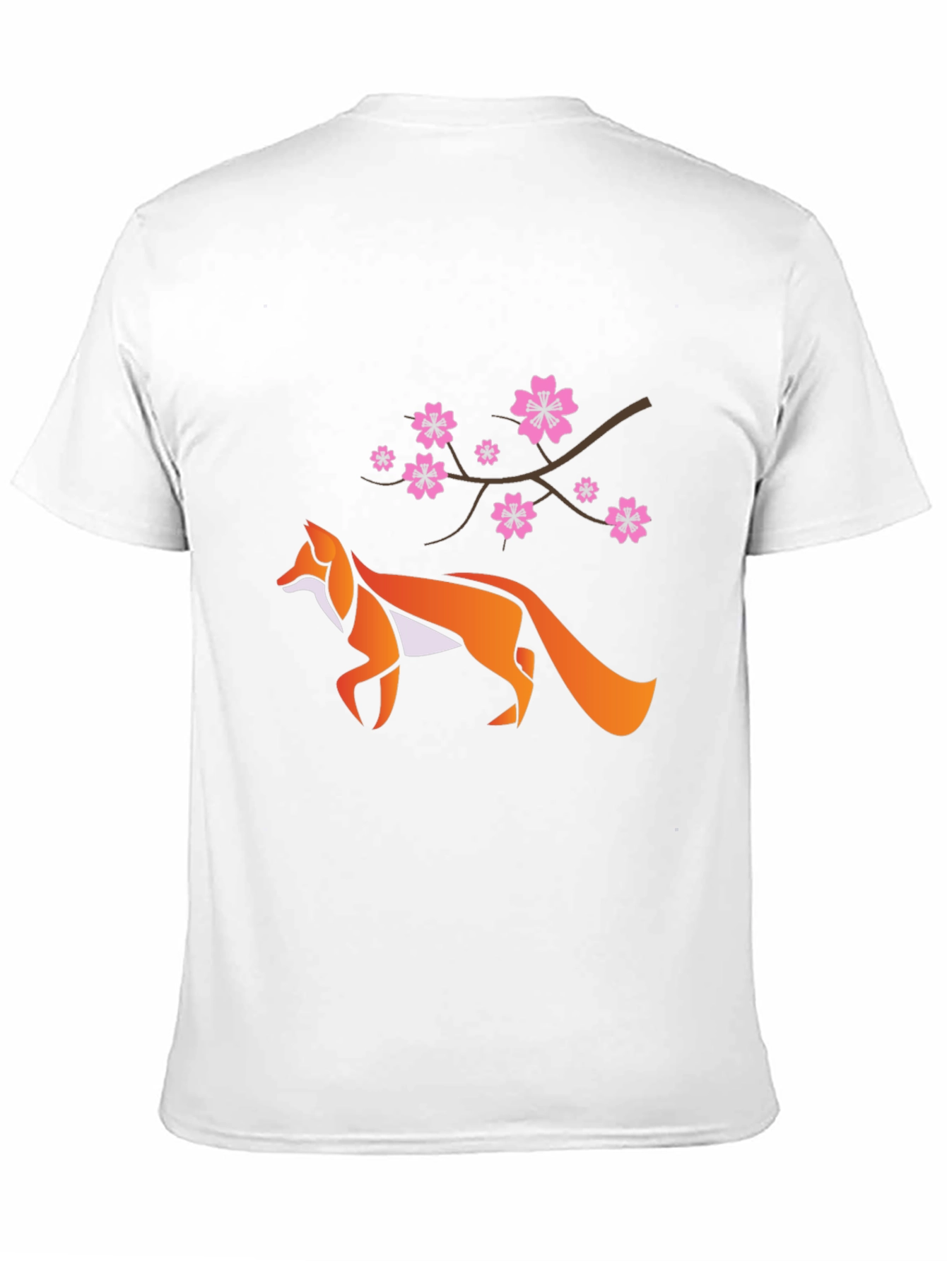 Fox & Cherry Blossom Graphic Black T-Shirt
