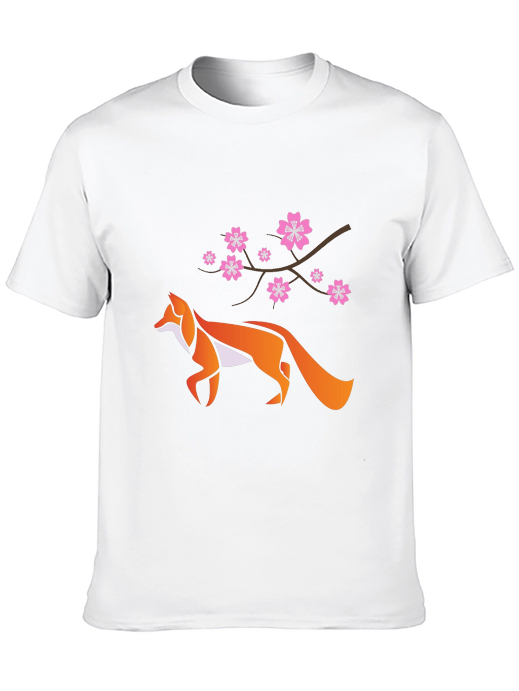 Fox & Cherry Blossom Graphic Black T-Shirt