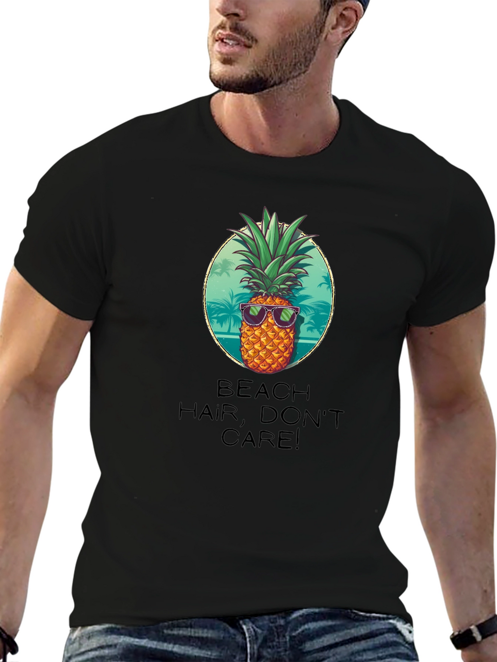 Beach Hair Dont Care! Pineapple Graphic Tee