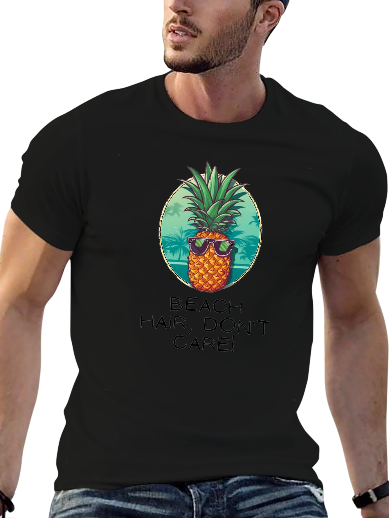 Beach Hair Dont Care! Pineapple Graphic Tee
