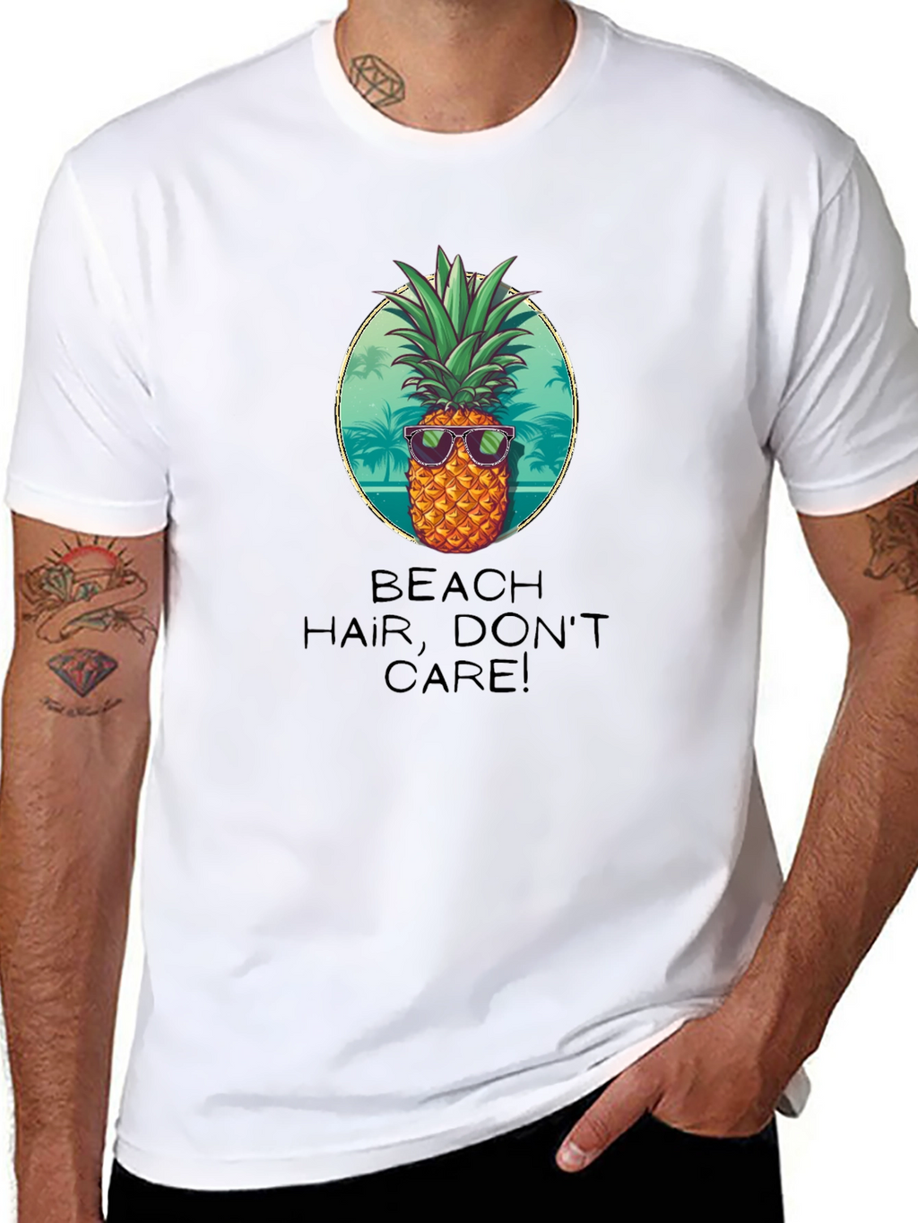 Beach Hair Dont Care! Pineapple Graphic Tee