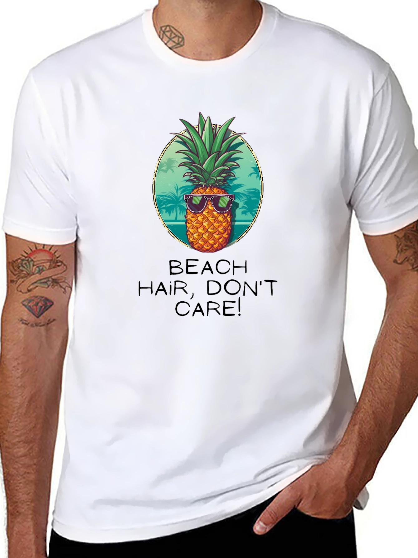 Beach Hair Dont Care! Pineapple Graphic Tee